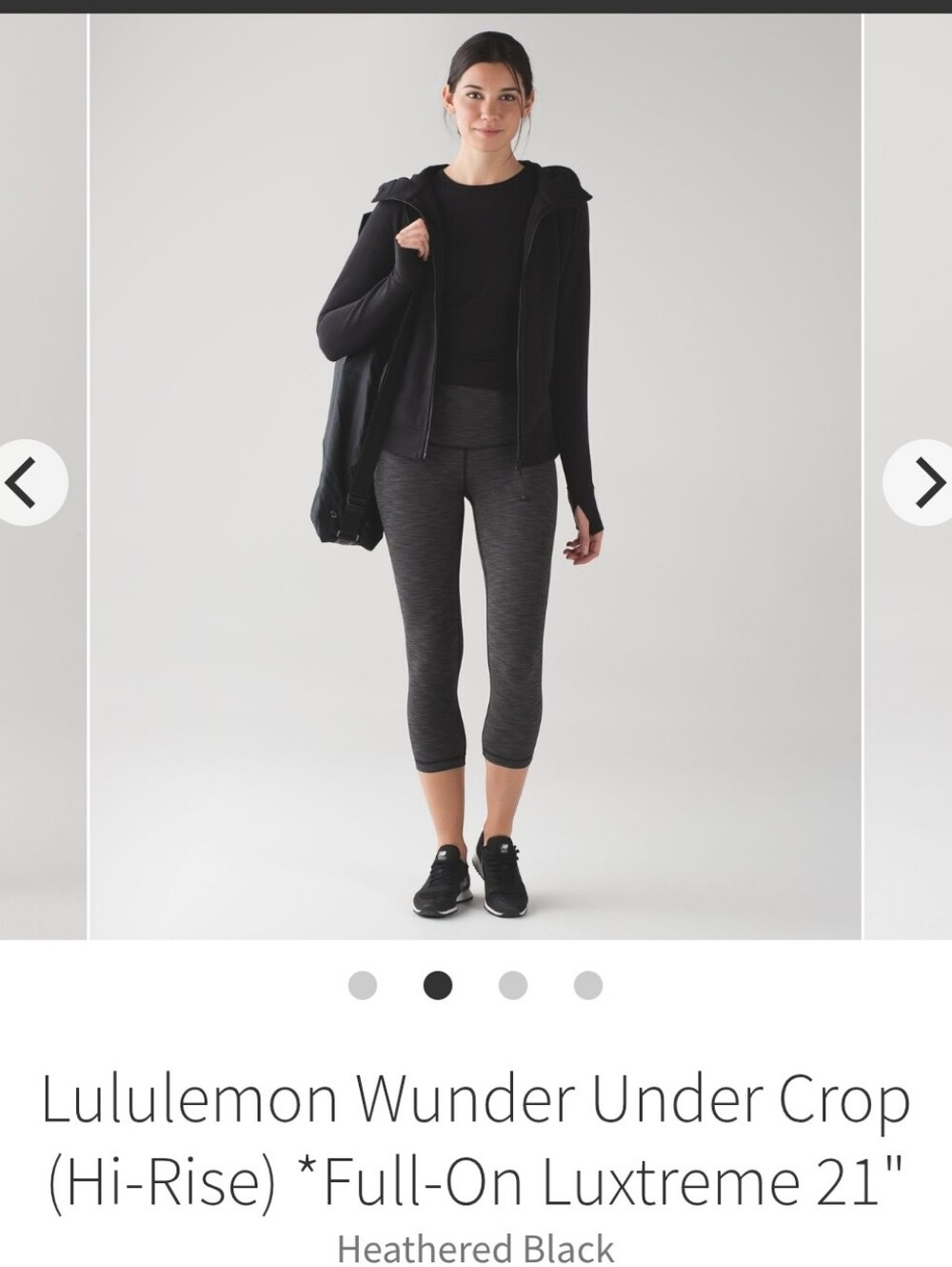 Lululemon Wunder Under Crop Hi-Rise Full-On Luxtreme 21" Sz 12 Heathered Black